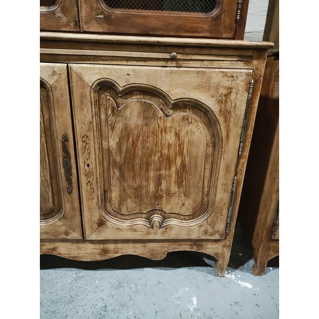 Mid 20th Century Monumental 104” French Louis XV Provincial Bibliothèque Wall Unit With Metal Grille Doors For Sale - Image 11 of 16