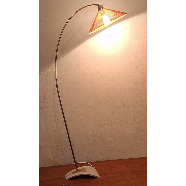 Mid-Century Modern Brass and Perforated Metal Arc Floor Lamp, 1960s For Sale - Image 6 of 12