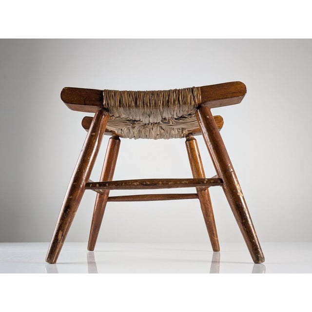 1940s Rustic Wooden and Rush Tajo Stool, Spain, 1940s For Sale - Image 5 of 18