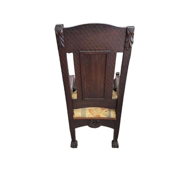 Brown 19th Century Pair of American Carved Oak Chairs For Sale - Image 8 of 12