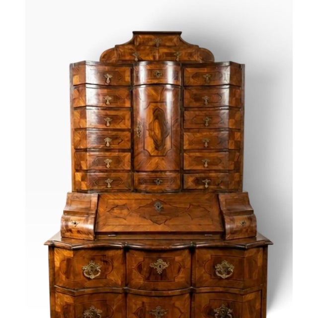 Antique 18th C Baroque Burl Wood Tabernacle Writing Cabinet For Sale - Image 4 of 6