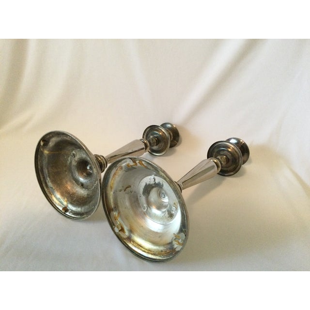 Silver Vintage Silver-Plated Candlestick Holders- Set of 2 For Sale - Image 8 of 10