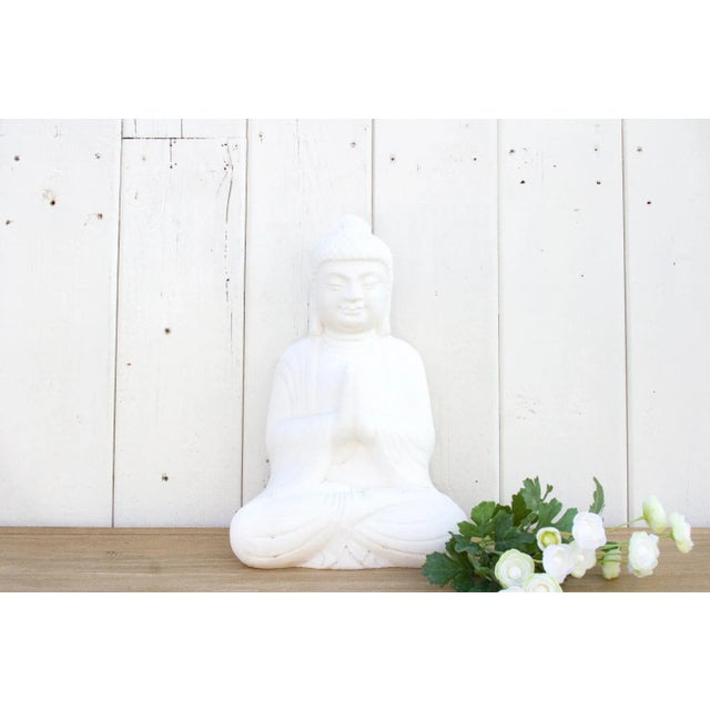 Burmese White Marble Seated Buddha For Sale - Image 9 of 10
