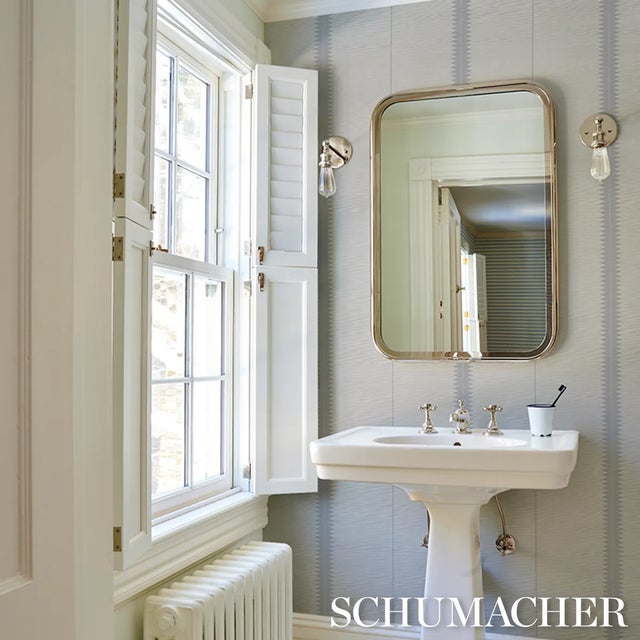 Not Yet Made - Made To Order SAMPLE - Schumacher Bristle Stripe Sisal Wallpaper In Dove For Sale - Image 5 of 5