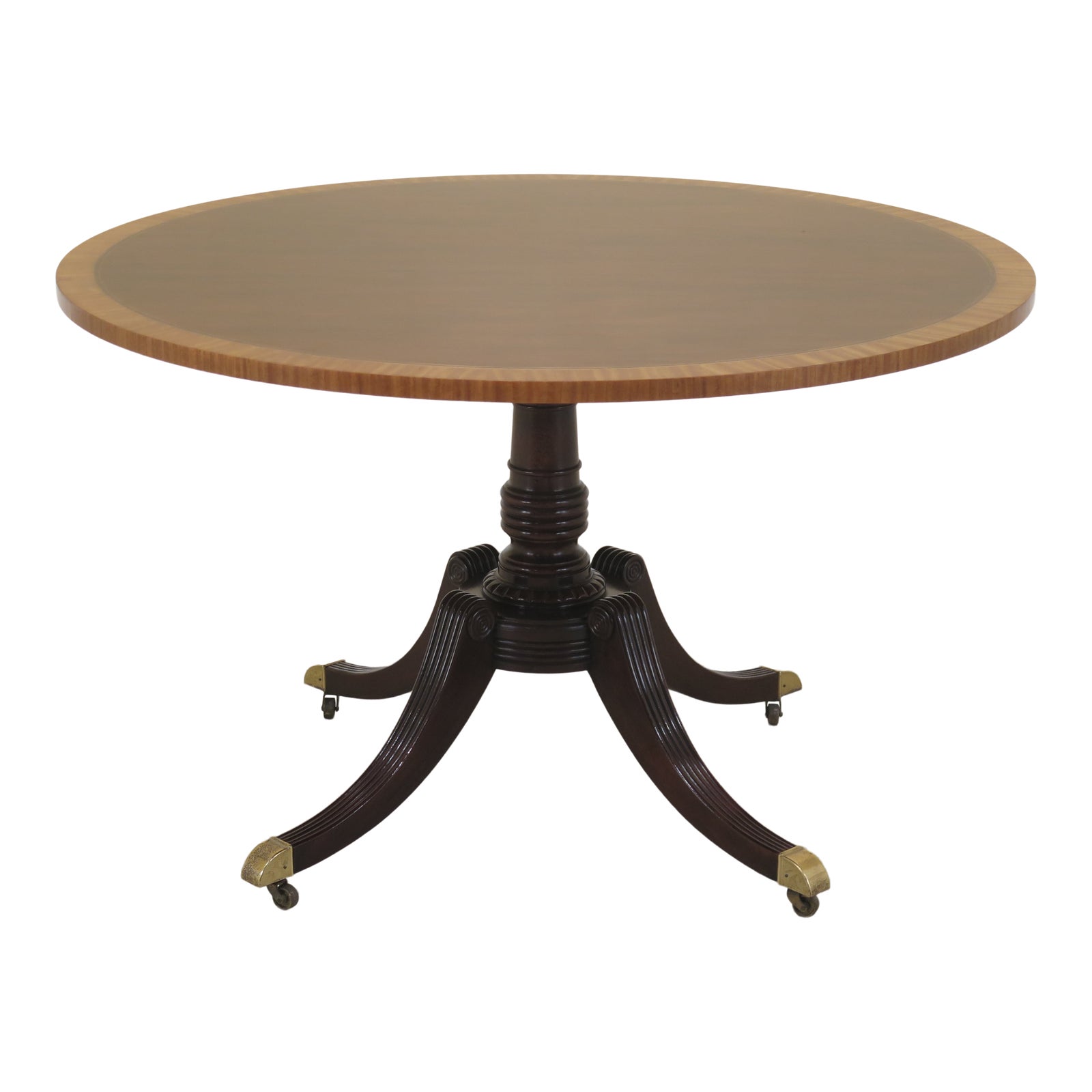 1990s Vintage Baker Round Banded Top Mahogany Dining Table Chairish