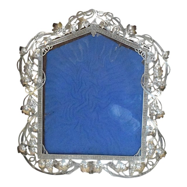 Art Nouveau Frame in Hand-Cut and Engraved Silver, 1890s For Sale