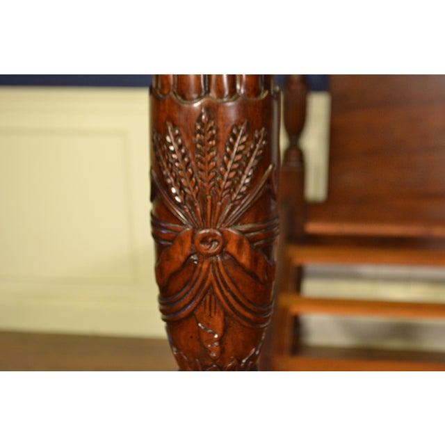 Queen Size Mahogany Rice Carved Poster Bed by Leighton Hall - Showroom Sample For Sale In Atlanta - Image 6 of 7