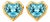 Geometric Heart Topaz Stud Earrings, Silver, Gold, Pair For Sale