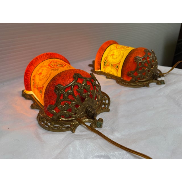 Art Deco 1930s Gill Glass & Fixture Company Antique Slip Shade Wall Sconces, Pair For Sale - Image 3 of 12