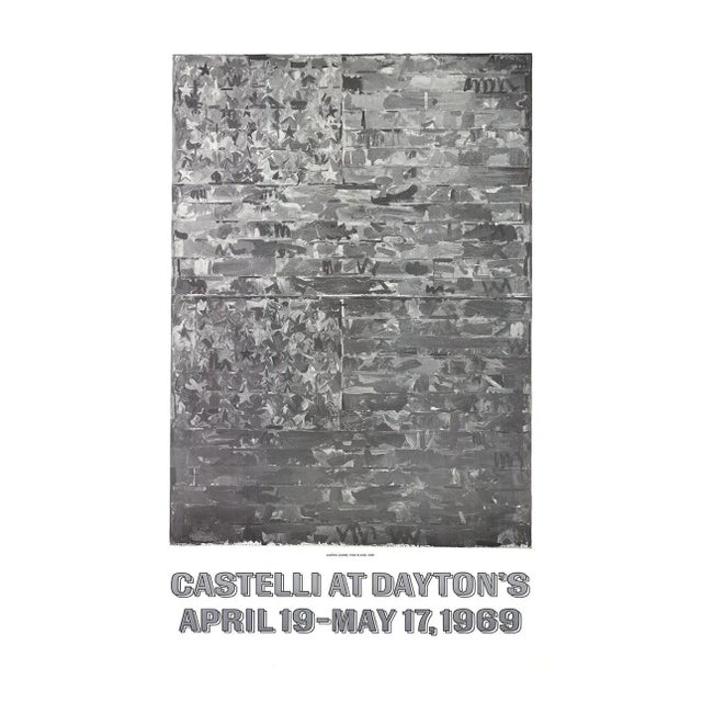 1969 Jasper Johns 'Two Flags' Pop Art Black & White,Gray USA Offset Lithograph For Sale