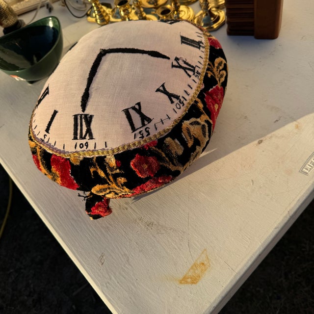 Mid 20th Century Handcrafted Velvet Clock Pillow For Sale - Image 4 of 4