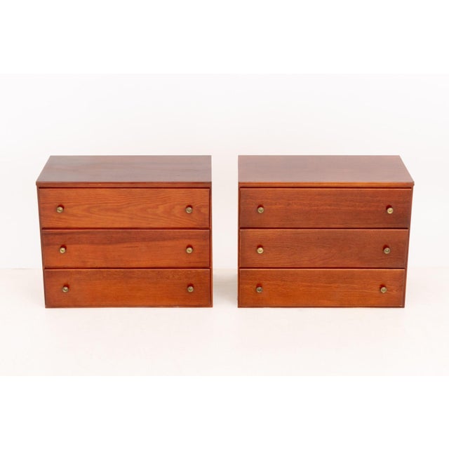 Modern Pair of Modern Cherry-Stained Wood Chests of Drawers For Sale - Image 3 of 9