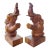 Wood Carved Mid Century Elephant Book Ends For Sale