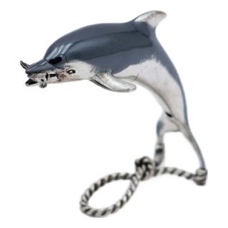 Dolphin in Nickel Silver with Corded Support For Sale