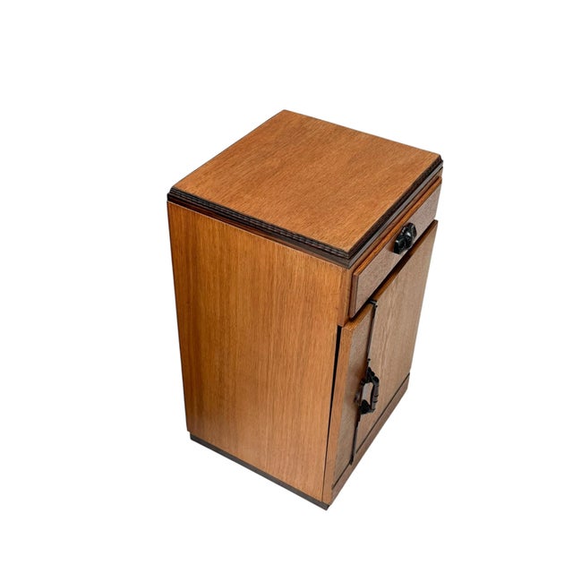 Wood Vintage Art Deco Nightstands in Oak and Ebony by FA. S. Speelman, 1920s, Set of 2 For Sale - Image 7 of 12