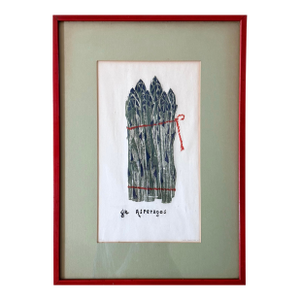 Vintage 1964 Limited Edition Woodblock Print of Asparagus