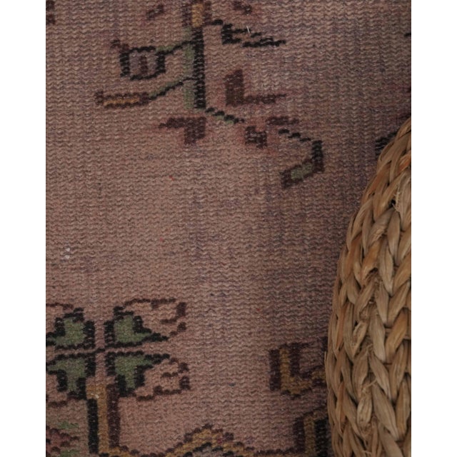 1970s Vintage Handmade Wool Cotton Brown Area Rug For Sale - Image 4 of 12