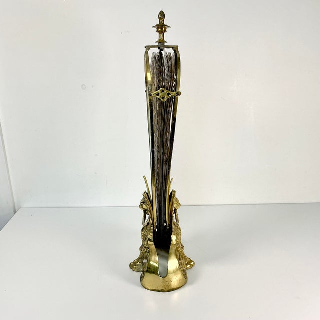 1920s Antique French Edwardian Brass Gargoyle Peacock Fireplace Screen For Sale - Image 14 of 18