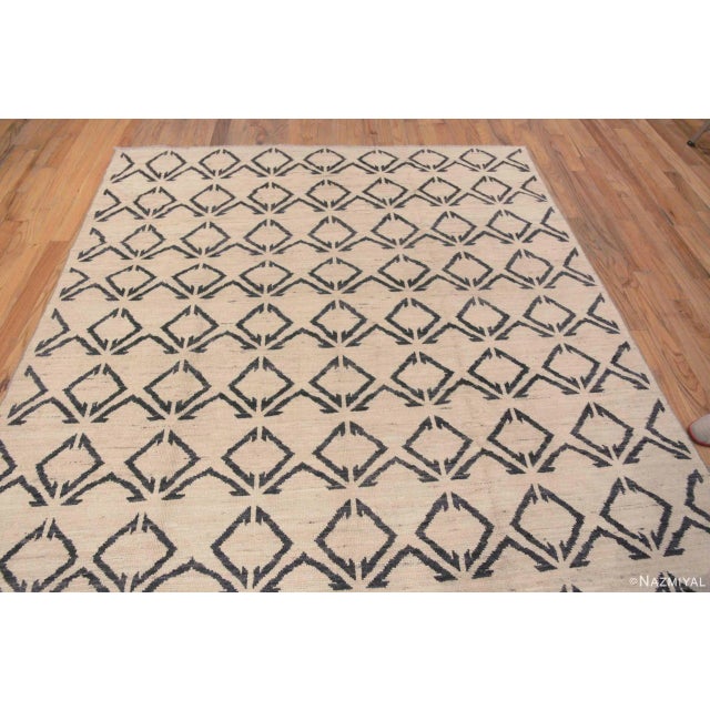 Nazmiyal Collection Modern Area Brown Cream Moroccan Design Area Rug For Sale - Image 4 of 4