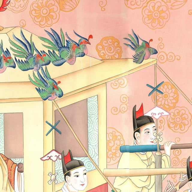 Light Pink 36" * H100"/Panel* 5ps, Chinese Traditional Gongbi Painting Wallpaper, Dream of the Red Chamber Wallpaper, 5 Panels For Sale - Image 8 of 8
