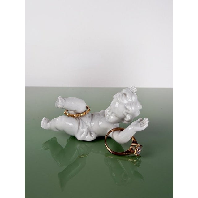 Mid-Century German White Porcelain Putti Cherub Ring Holder Figurines, 1950s, Set of 2 For Sale - Image 10 of 14