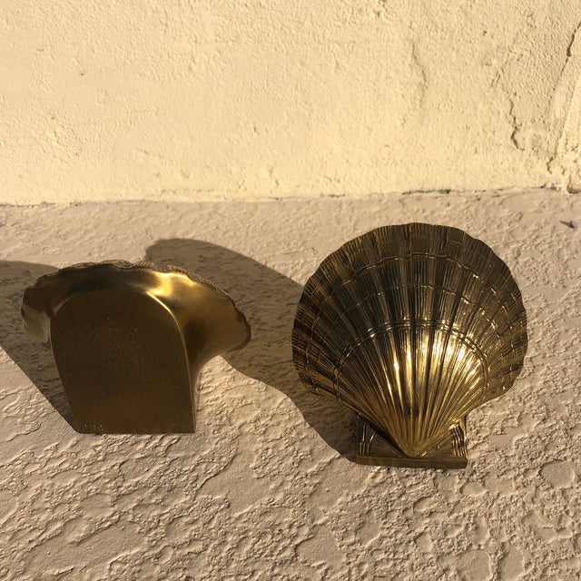 Mid 20th Century Brass Seashell Bookends - a Pair For Sale - Image 4 of 9