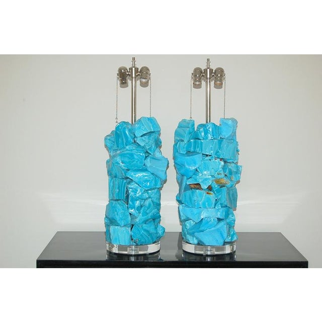 This beautiful pair of BABY BLUE cluster lamps is made of tumbled recycled glass. ROCK CANDY - eco-friendly art pieces...