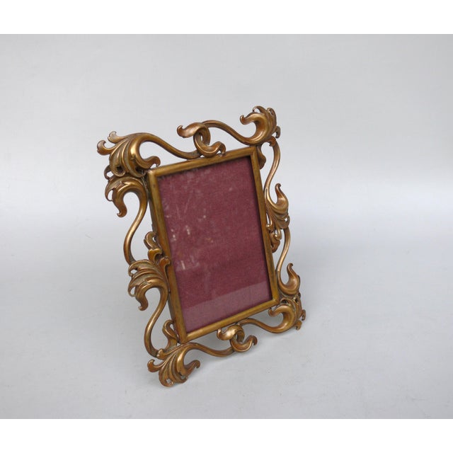 Art Nouveau Style Handmade Floral Picture Frame in Brass, Germany, 1890s For Sale - Image 5 of 18