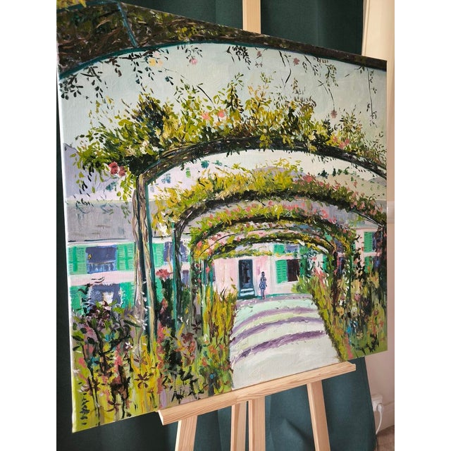 Linda Clerget, Floral Stroll, Oil on Canvas For Sale - Image 4 of 7