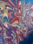 Amazing, groovy, fantastic late 60's to early 70's abstract textile wall hanging. A beautiful Lapis blue background with a...