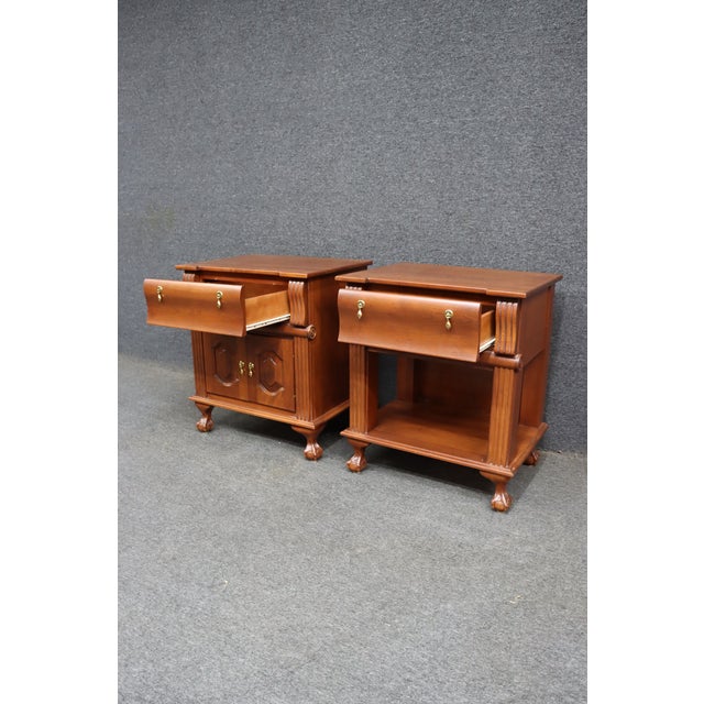Brown Pair of Dutch Designs Cherry Wood Traditional Nightstands For Sale - Image 8 of 13