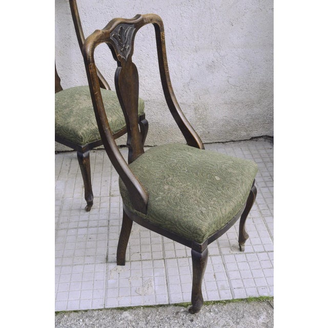 Oak Chairs with Arched Backrests, England, 1870s, Set of 4 For Sale - Image 3 of 9