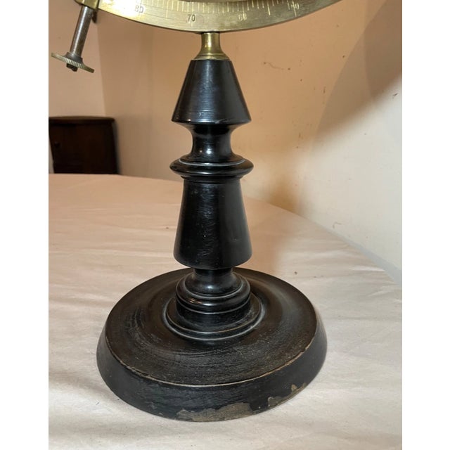 Wood Large Terrestrial World Globe by J. Forest Early Grande 20th Century Wood Brass For Sale - Image 7 of 16