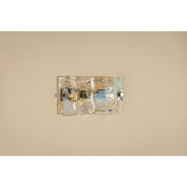 A rare and sculptural set of seven lp 276 wall lamps designed by carlo nason for a.v. Mazzega, italy, 1970s. Executed in...