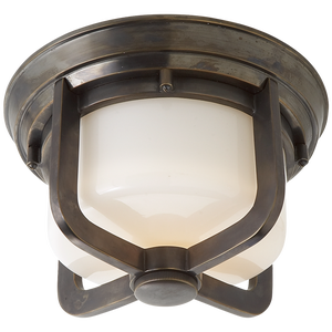 Thomas O'Brien for Visual Comfort Signature Milton Short Flush Mount in Bronze with White Glass