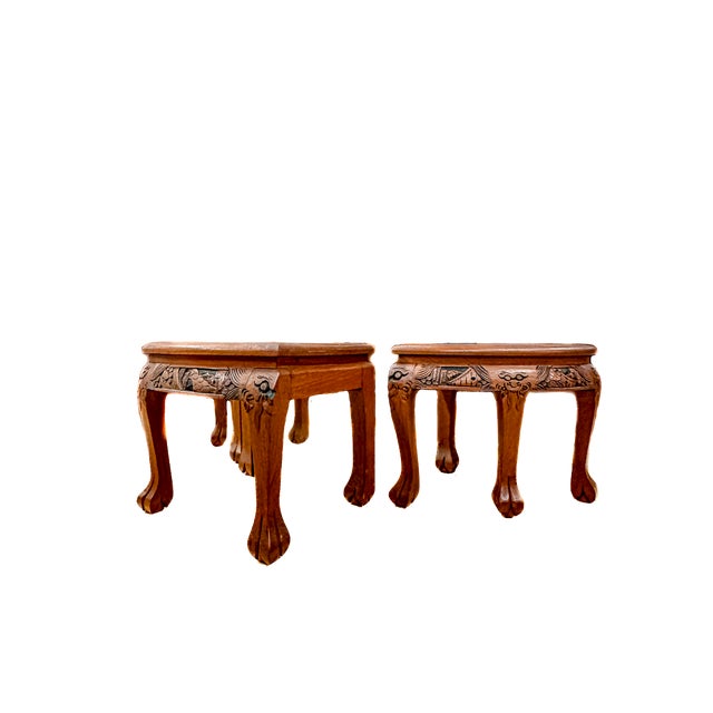 Mid-Century Modern Hand-Carved Asian Opium Nesting Table For Sale - Image 15 of 18