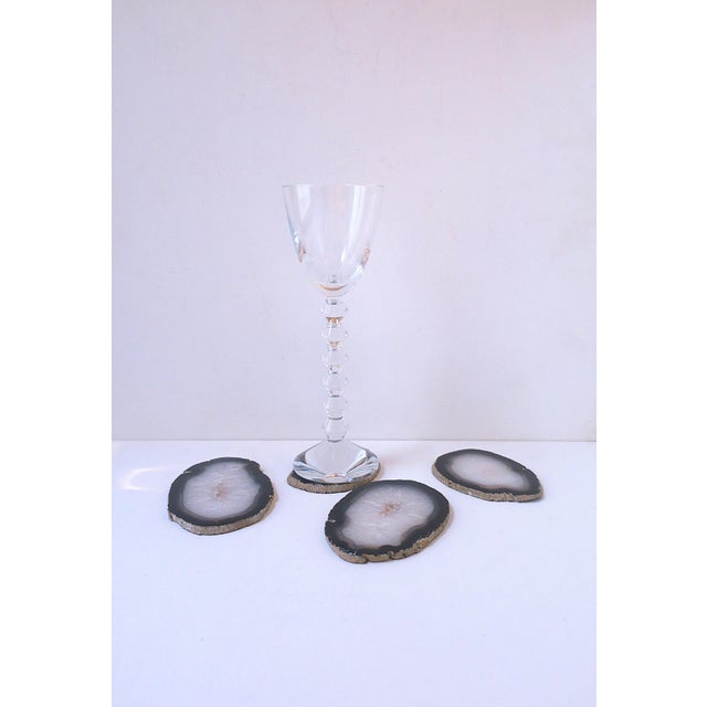 Contemporary Late 20th Century Coasters Black and White Agate, Set of 4 For Sale - Image 3 of 12