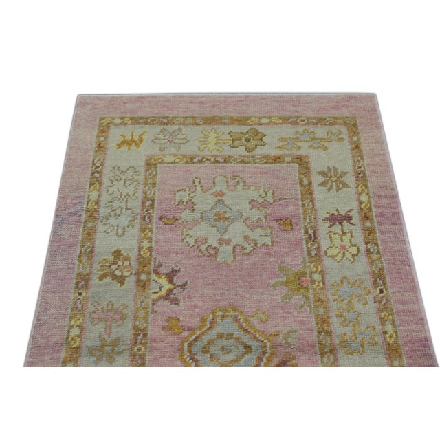 Early 21st Century Pink Turkish Oushak Rug 2'9" X 5'1" For Sale - Image 4 of 7