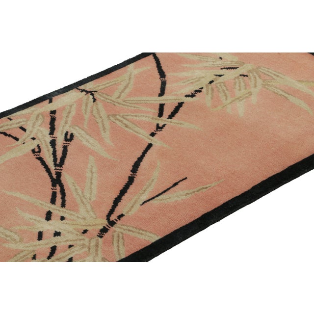 Rug & Kilim Rug & Kilim’s Chinese Art Deco Style Runner Rug in Pink With Floral Pattern For Sale - Image 4 of 7