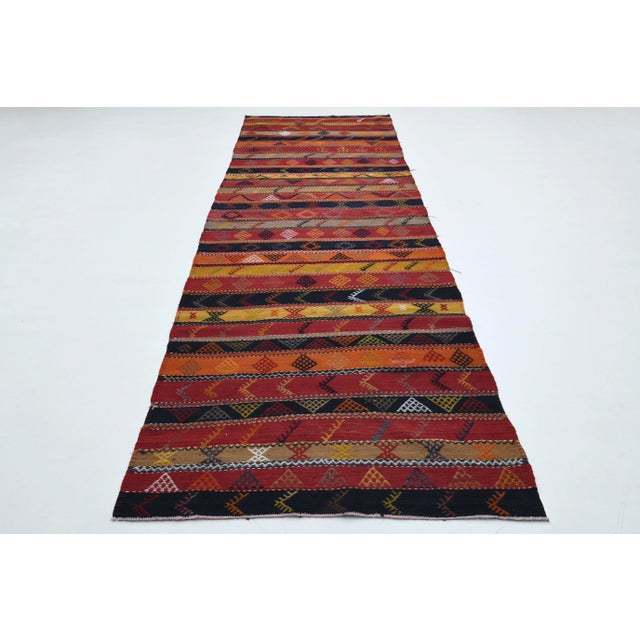 Vintage Turkish Hand-Knotted vintage rug is a semi-antique vintage runner rug.'70s Eastern region of Turkey's unique rug...