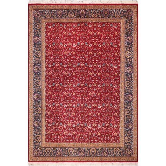 Shabby Chic 1990's Floral Pak-Persian Red/Teal Wool Rug- 9'0'' X 12'0'' For Sale - Image 9 of 9