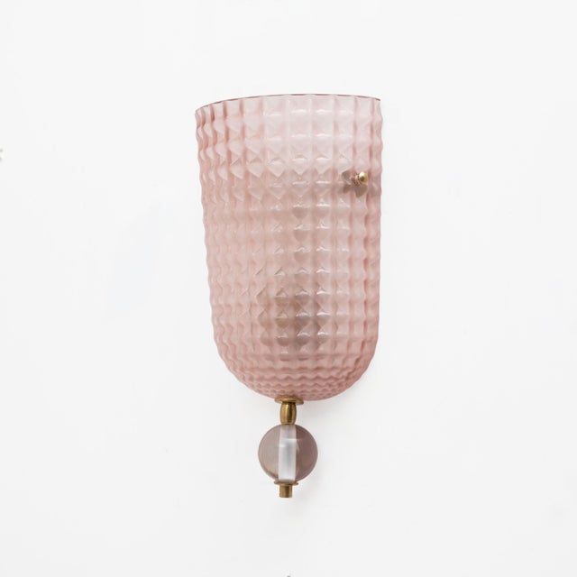 Art Dèco Italian Murano Glass and Brass Sconces, 2000, Set of 2 For Sale - Image 3 of 9
