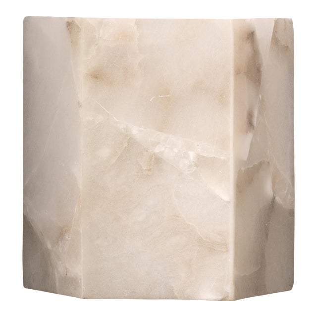 Borealis Hexagon Wall Sconce in White Alabaster For Sale