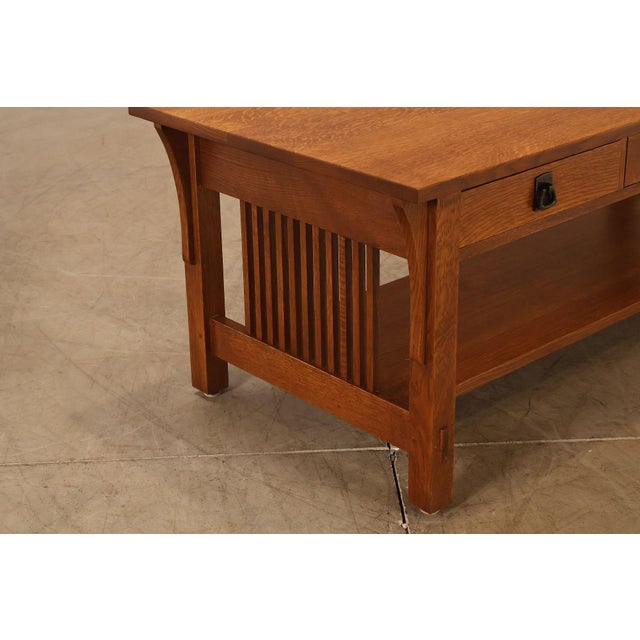 Brown Stickley Mission Collection Oak Coffee Table With Drawers For Sale - Image 8 of 18