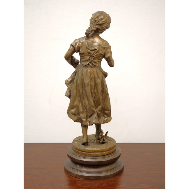 Ernest Rancoulet, Statue of a Young girl, Late 19th Century, Bronze For Sale - Image 11 of 13