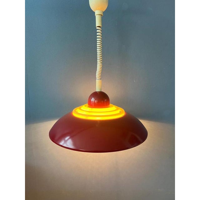 Scandinavian Space Age Red Pendant Lamp by Knud Christensen For Sale - Image 3 of 13