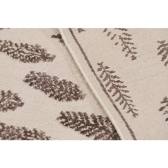 Textile Rug & Kilim’s Modern Block Print Rug in White with Mauve Floral Patterns - 5x8 For Sale - Image 7 of 7