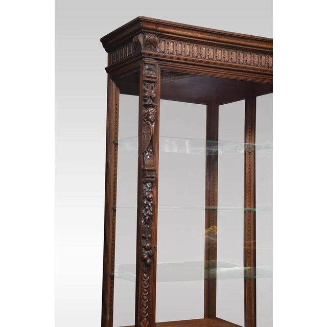 Carved Oak Display Cabinet For Sale - Image 5 of 12