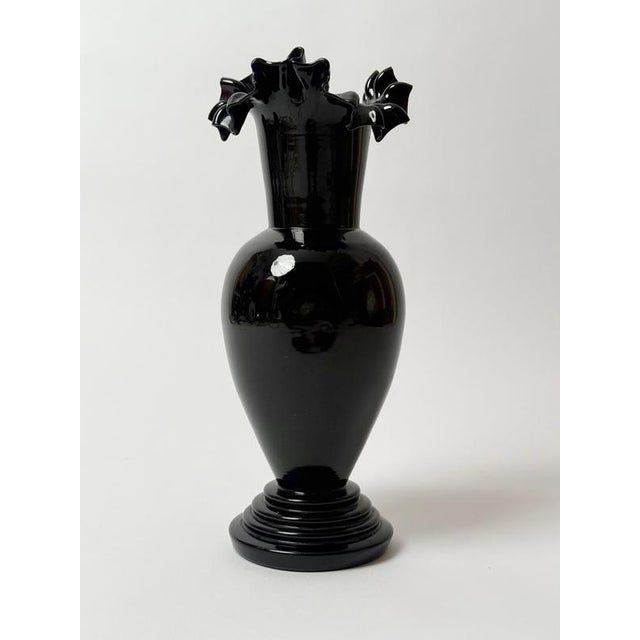 Antique Bohemian Deep Ruby Glass Vase with Romantic White Enamel Painting, 1900 For Sale - Image 10 of 18
