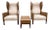 Holly Hunt Darder Leather Contemporary Wingback Chairs and Ottoman For Sale